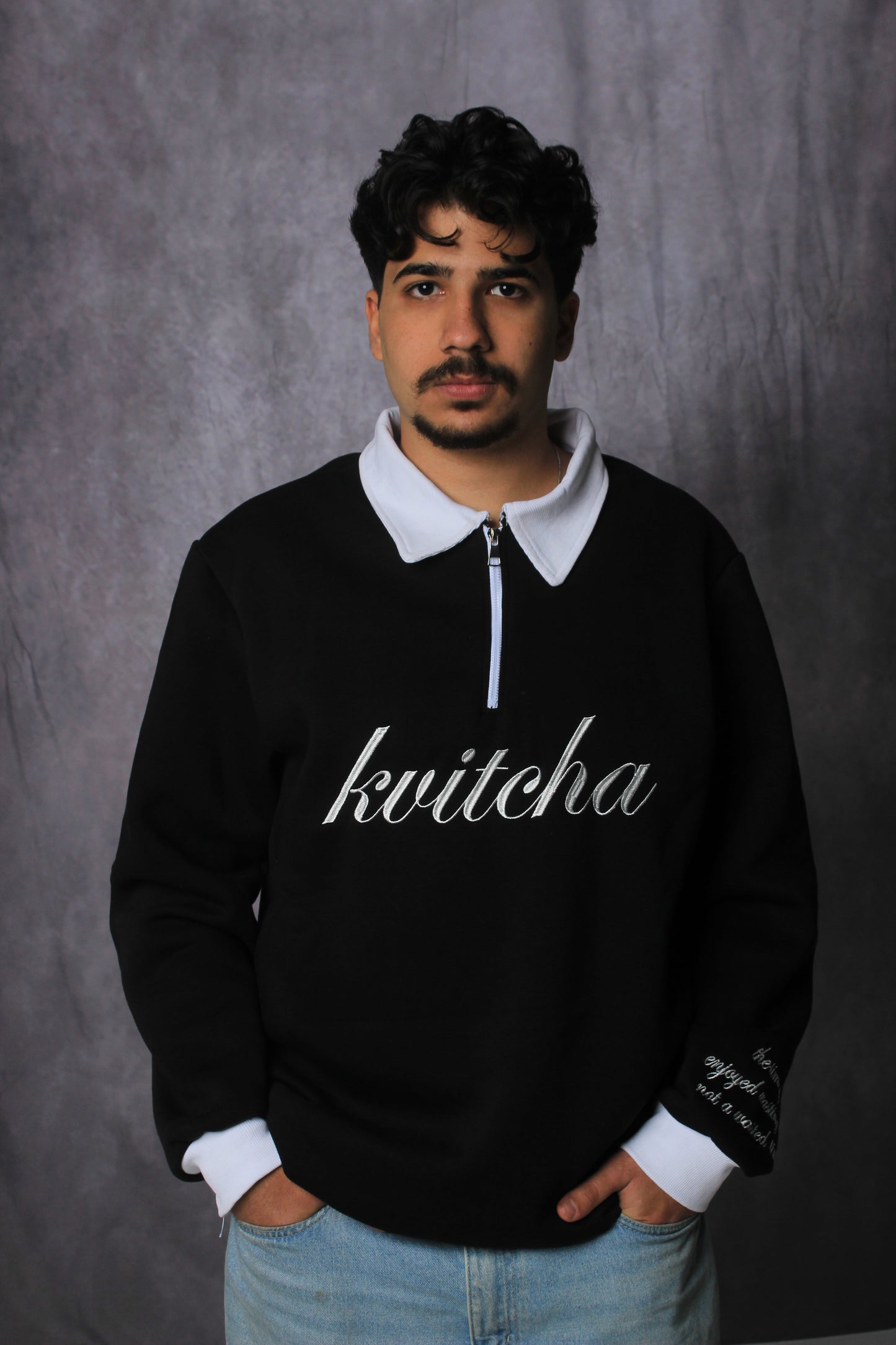 Black polo sweatshirt Men