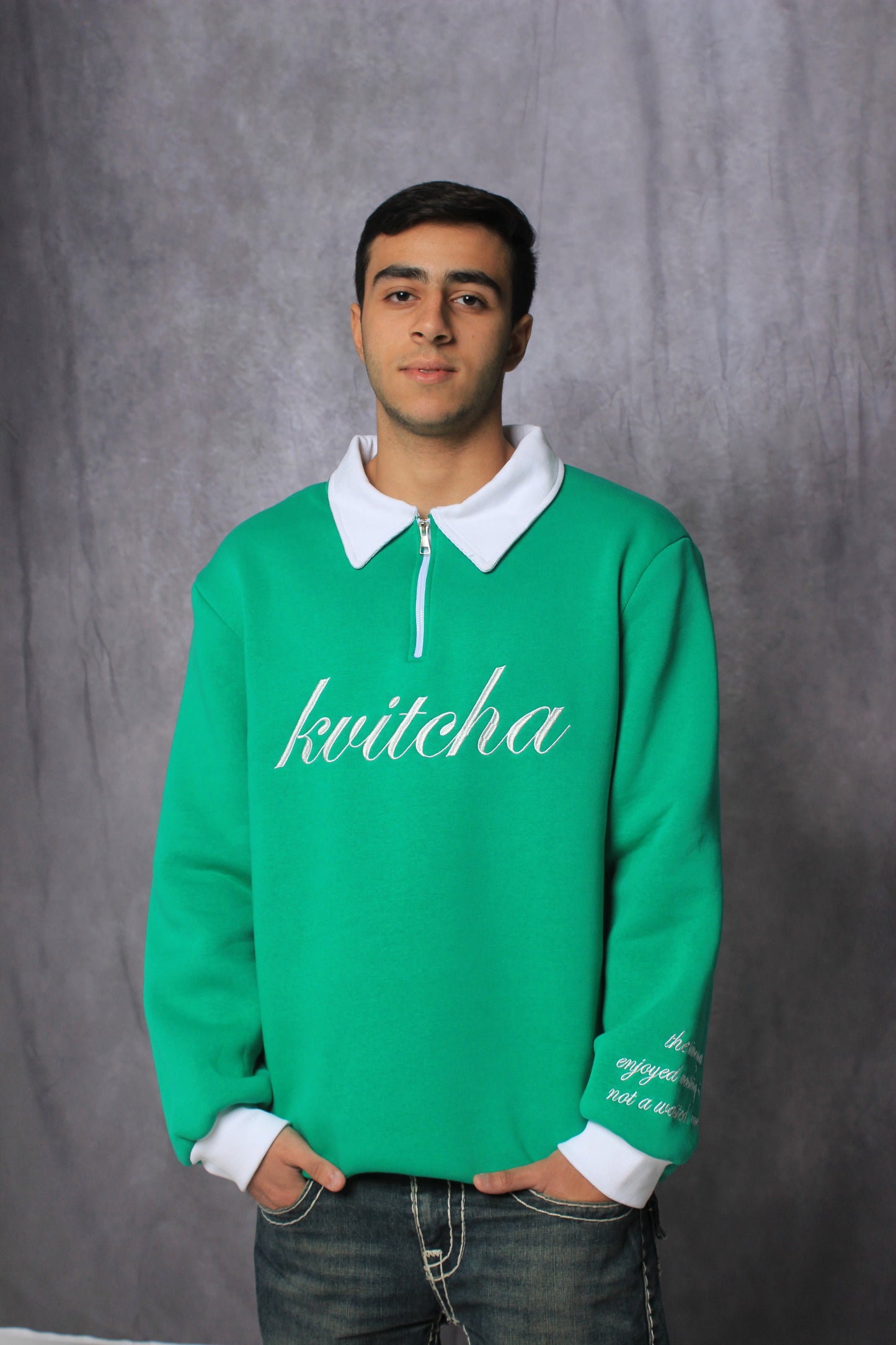 Green polo sweatshirt Men